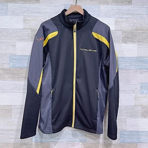 Corvette Performance Racing Jacket Black Yellow Full Zip Fleece Mens Large - Picture 1 of 8