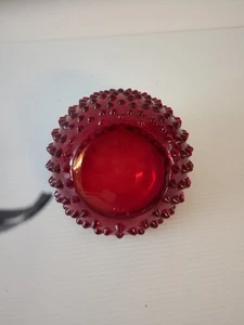 Vintage Fenton Glass Ruby Red Hobnail Ashtray Half Round Ball Orb  - Picture 1 of 5