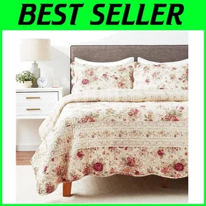 Oversize 100% Baumwolle Antik Rose Quilt Set - Twin/XL mit eleganten Shams - Bild 1 von 12