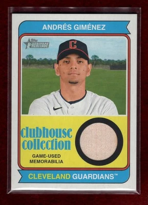 ANDRES GIMENEZ 2023 HERITAGE CLUBHOUSE COLLECTION RELIC CARD CLEVELAND GUARDIANS - Image 1 of 2