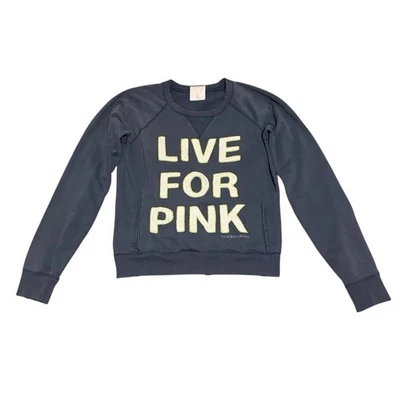 Y2K Victoria’s Secret Live For PINK Graphic Sweatshirt Women’s Medium Blue 2000s - Image 1 of 4