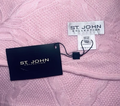 Manta bebé cachemir 32"X39" rosa suave tejida con cable colección St. John precio de venta sugerido por el fabricante $425 Foto 1 de 4