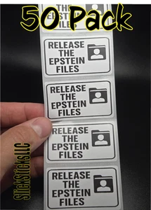 50PCS "RELEASE THE EPSTEIN FILES" stickers bulk pack sticker labels list - Bild 1 von 2