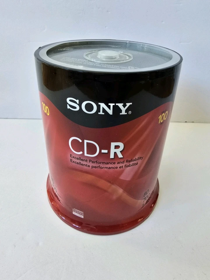Sony CD-R 700MB Storage Media Discs-80min-Pack of 100 Blank CDs Factory Sealed! - Image 1 of 1