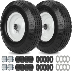 4.10/3.50-6 Flat Free Tire and Wheel, with 3"-3.5''-4.0''-4.5'' 12 inches - Picture 1 of 9