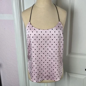 Victoria’s Secret Camisole-Top pink Satin schwarz gepunktet Größe XS Racerback - Bild 1 von 7