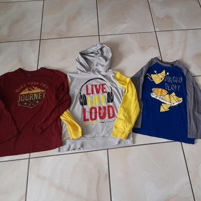 Lote de 3 sudaderas con capucha/tema de música/viajes/nacho con gráficos de manga larga para niños talla 18 usadas en excelente estado Foto 1 de 4