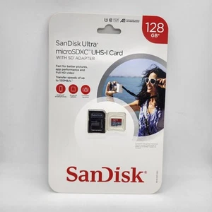 New ~ SanDisk Ultra Micro SD SDXC UHS-I Card 128GB A1 with SD Adapter - Zdjęcie 1 z 2