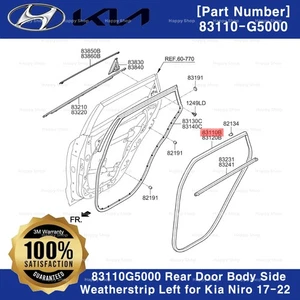 OEM 83110G5000 Rear Door Body Side Weatherstrip Left for Kia Niro 17-22 - Picture 1 of 1