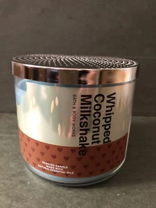 BATH AND BODY WORKS Whipped Coconut Milkshake 3 Wick Candle With Lid - Picture 1 of 4