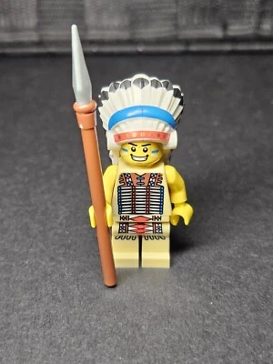 LEGO Tribal Chief RETIRED Series 3 RARE Native Minifigure (8803) w/Accessories - Image 1 of 3