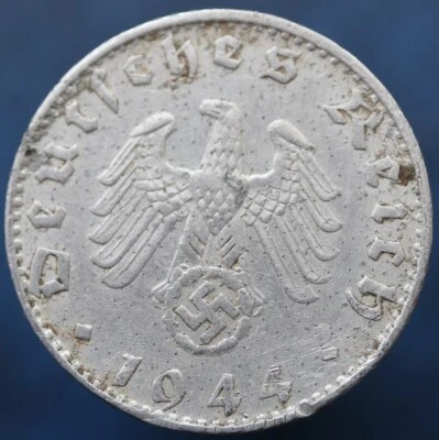 50 Reichspfennig 1944 B - Germany Third Reich KM# 96 coin with swastika - #R687 - Image 1 of 3