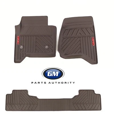 GMC Sierra 2014-2018 equipamiento alfombrilla premium para todo clima delantera y trasera cacao con logotipo GMC  Foto 1 de 4