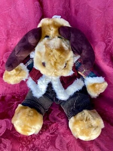 Dan Dee Collectors Choice Alce de Peluche con Pana Pantalones Chaqueta a Cuadros 16" - Imagen 1 de 8