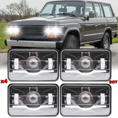 Faros LED 4x6 haz sellado alto/bajo para Toyota Land Cruiser 1988 1989 1990 4 piezas Foto 1 de 4