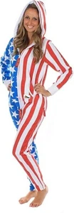 Tipsy Elves American Flag USA Adult Unisex Jumpsuit Red White Blue Size XL - Picture 1 of 17