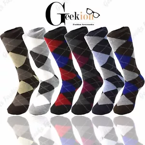 3 6 9 12 Pairs Mens Funky Colorful Pattern Causal Dress Fashion Socks 10 - 13 - Picture 1 of 3