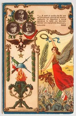ITALY 1918 Scarce WWI War Victory - Military Propaganda Pic PPC, King + Generals - Image 1 of 2