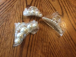 3 White Pearl Hair Clips New ….Great Buy! - Picture 1 of 5