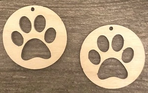 Wood Earring Blanks - 1.5" x 1.5" Paw Print Circle - #E012 - Picture 1 of 1