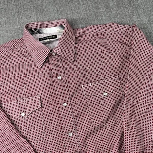 Stetson Pearl Snap Shirt Mens L Red Geometric Button Down Long Sleeve Western - Picture 1 of 16