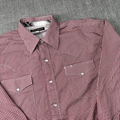 Stetson Pearl Snap Shirt Mens L Red Geometric Button Down Long Sleeve Western - Image 1 of 4