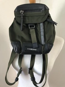 TIMBUK 2 Slouchy Backpack Demi Small Army Green Black Leather Onward $248 NEW - Picture 1 of 9