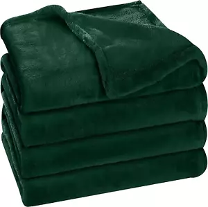 Bedding Fleece Blanket Queen Size Forest Green 300GSM Luxury Fuzzy Soft Blanket - Picture 1 of 12