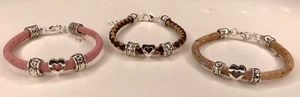 Natural Cork Bracelet, Vegan Wood Bracelet, Cork Jewelry, Heart Charm  - Bild 1 von 14