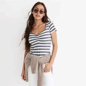 Madewell ribbed sweetheart stripped tee shirt size small - Picture 1 of 10