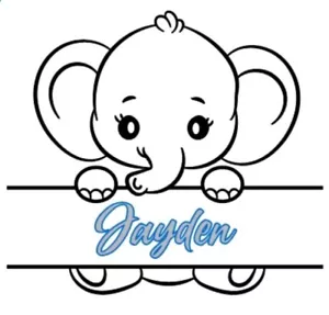 Personalized Baby Elephant Name Wall Decal- Wall Decor for Boys Or Girls Room - Picture 1 of 6