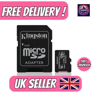 Kingston Micro SD Card 128GB Class 10 SDHC SDXC Phone Memory & Adapter UK - Picture 1 of 3
