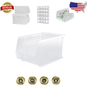 Clear Multi-Purpose Plastic Storage Bins - 60 lbs Capacity, 6-Pack, Customizable - Picture 1 of 12