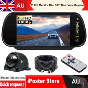 7" LCD Screen Mirror Monitor 4PIN Mini 180° AHD 1080P Rear View Camera Caravan - Picture 1 of 17