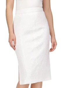 $175 MICHAEL Michael Kors Womens White Sequined Floral Midi Pencil Skirt Size 2 - Picture 1 of 5