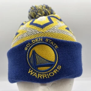 Golden State Warriors NBA New Era Adulto Azul/Amarillo Pom Puño Gorro OSFM - Imagen 1 de 15