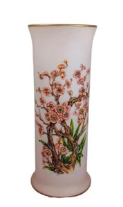 Vintage ARDALT Rosa Kirschblüte Milchglas Vase Gold Original Etikett ITALIEN - Bild 1 von 4