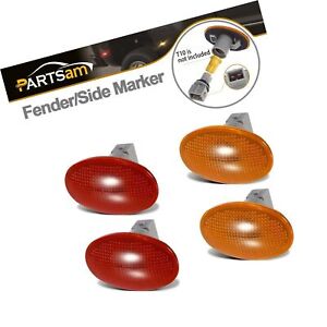 Partsam 2 Amber + 2 Red Dually Bed Fender Clearance Side Marker Lights Cover ...