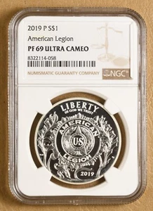 2019 P American Legion Commemorative Silver Dollar NGC PF 69 Ultra Cameo - Picture 1 of 2