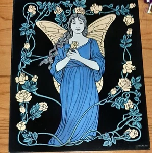 Vintage Starline Inc Black Velvet Blacklight Poster Gardian Angel Fairy Princess - Picture 1 of 5
