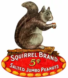 SQUIRREL JUMBO 5¢ SALTED PEANUTS HEAVY DUTY USA MADE METAL ADVERTISING SIGN - Picture 1 of 1