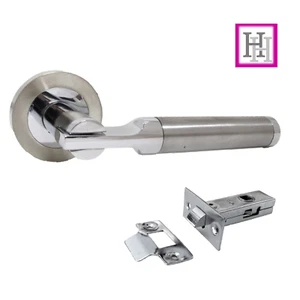 Serozzetta Door Handle + Tub Latch Straight Lever On Rose chrome Silver satin - Picture 1 of 10