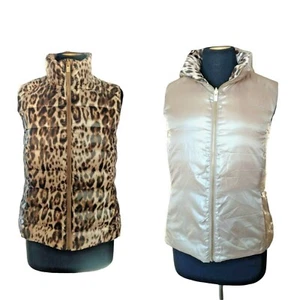 Tommy Bahama Pufferweste Damen Größe S reversibel Daunenleopard Tierdruck Neu - Bild 1 von 12