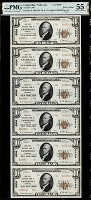 $10 1929-II First Ntl Bank CAMBRIDGE, NE Nebraska UNCUT SHEET Ch# 6506 PMG 55EPQ - Image 1 of 2