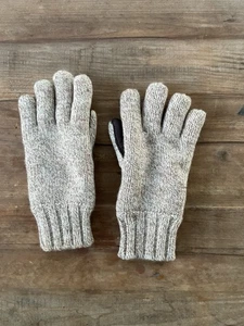 L.L. Guantes de punto de lana Bean para hombre de cuero marrón palma gris Primaloft grandes - Imagen 1 de 10