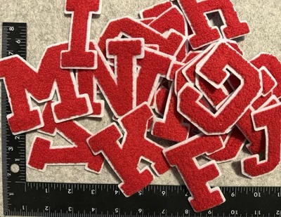 Red Alphabet Varsity Letters Patch Letterman Jacket Embroidered Iron-on Jersey - Image 1 of 4