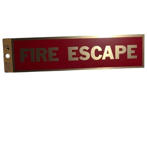 Vtg aluminum sticker sign "FIRE ESCAPE" eight inches - Picture 1 of 4