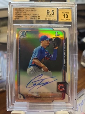 2015 Bowman Chrome Gleyber Torres Auto Refractor /499 BGS 9.5/10 Yankees RC - Image 1 of 4