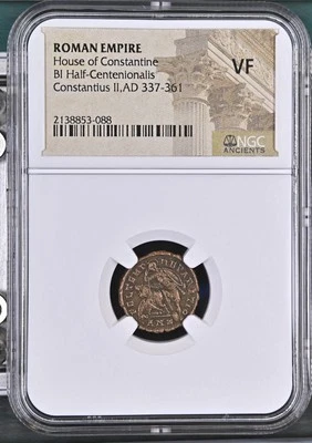 NGC VF GLADIATOR REVERSE AE3 of Constantius II AD 337-361 EXTREMELY FINE - Image 1 of 4