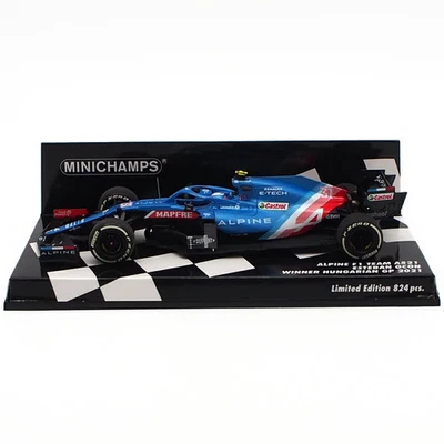 MINICHAMPS 1/43 Alpine A521 2021 Hungarian GP Winner E. Ocon 417211231 - Image 1 of 3